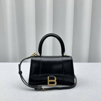 Balenciaga Hourglass Small Top Handle Bag in Smooth Calfskin 92940 Black/Gold 2024 (NM-24091411)