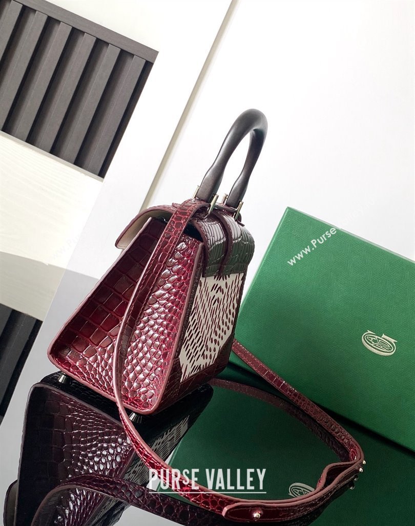 Goyard Saigon Mini Top Handle Bag in Embroidery and Crocodile Embossed Leather Burgundy 2024 020173 (ZHANG-240920101)