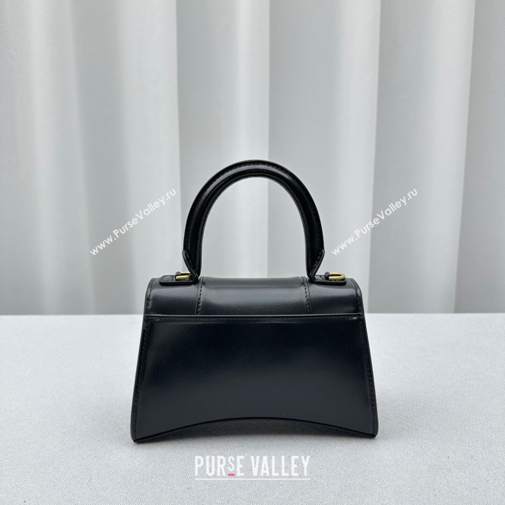 Balenciaga Hourglass Small Top Handle Bag in Smooth Calfskin 92940 Black/Gold 2024 (NM-24091411)