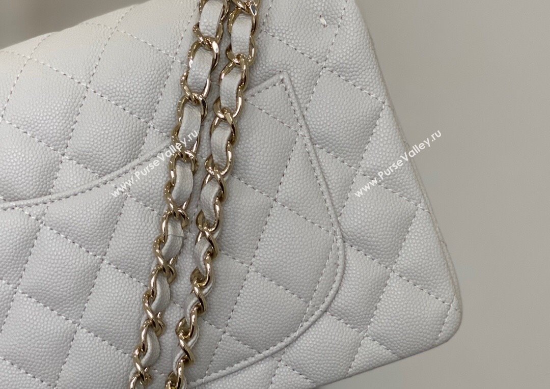 Chanel Grained Calfskin Small Classic Flap Bag A01113 Off-white/Light Gold 2023 Original Quality (MHE-23121217)