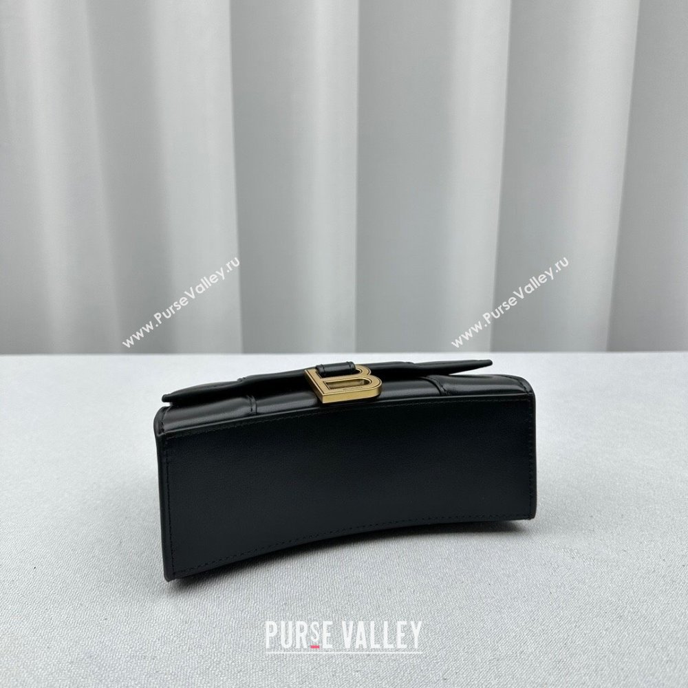 Balenciaga Hourglass Small Top Handle Bag in Smooth Calfskin 92940 Black/Gold 2024 (NM-24091411)