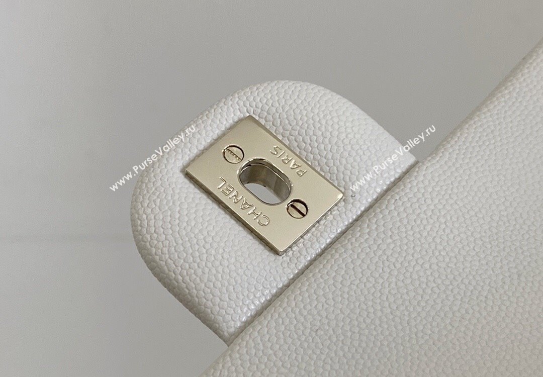 Chanel Grained Calfskin Small Classic Flap Bag A01113 Off-white/Light Gold 2023 Original Quality (MHE-23121217)