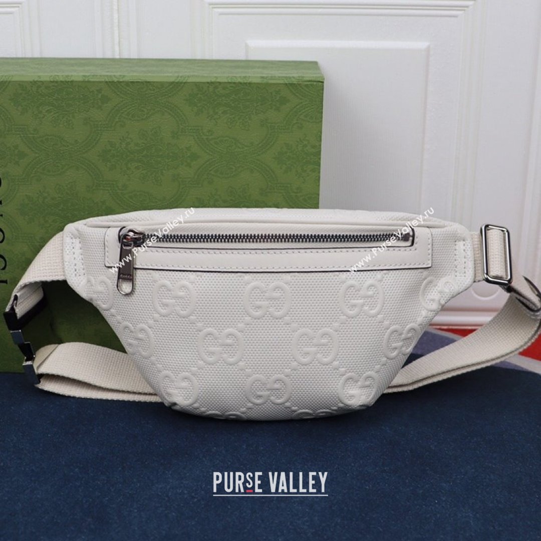 Gucci GG Embossed Belt Bag 658582 White 2021 (DLH-21090323)