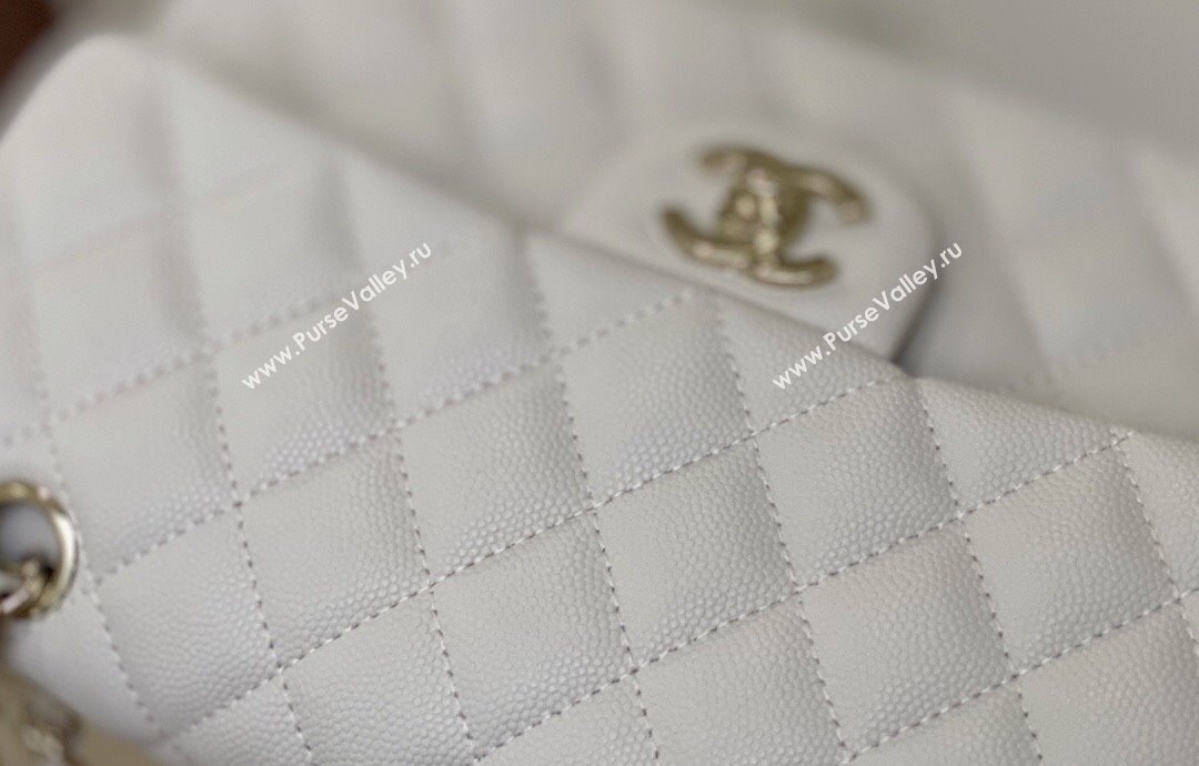 Chanel Grained Calfskin Small Classic Flap Bag A01113 Off-white/Light Gold 2023 Original Quality (MHE-23121217)