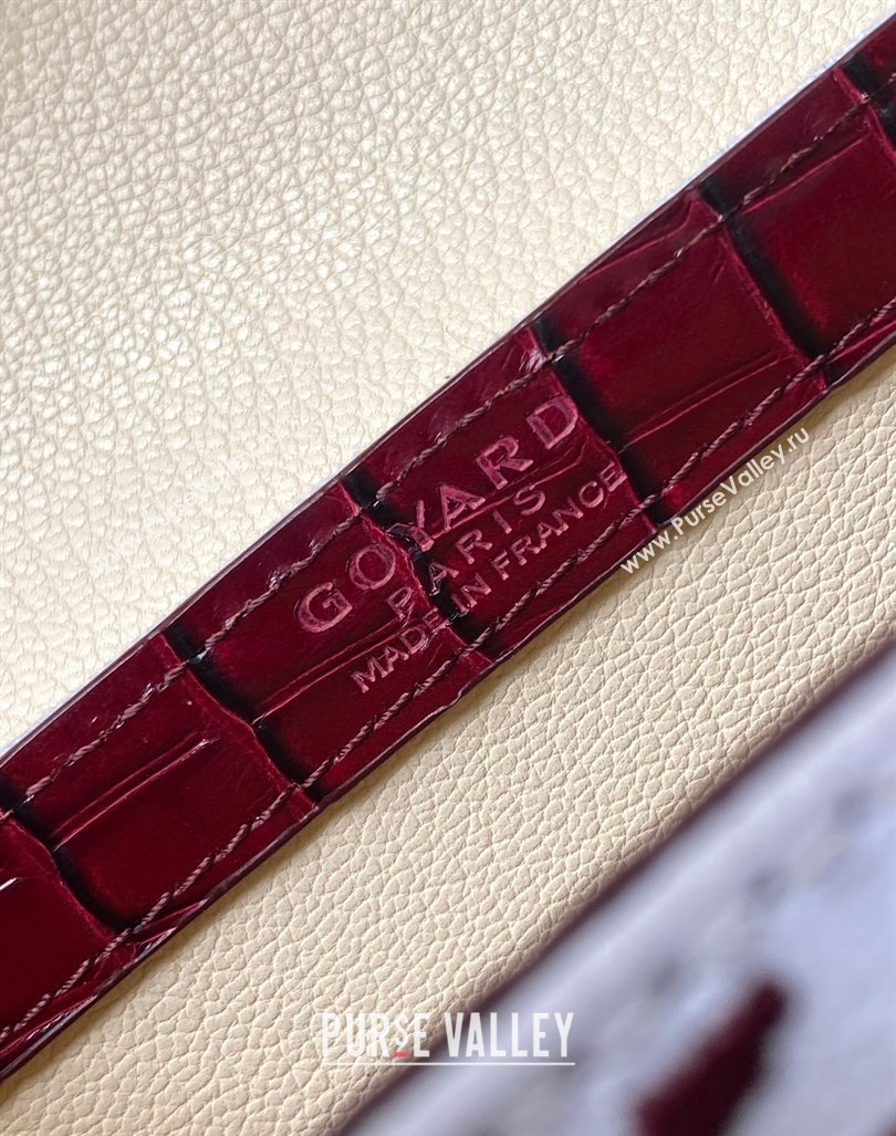 Goyard Saigon Mini Top Handle Bag in Embroidery and Crocodile Embossed Leather Burgundy 2024 020173 (ZHANG-240920101)