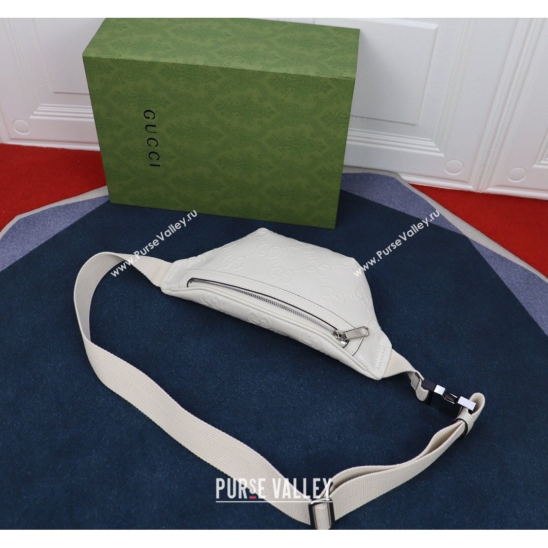 Gucci GG Embossed Belt Bag 658582 White 2021 (DLH-21090323)