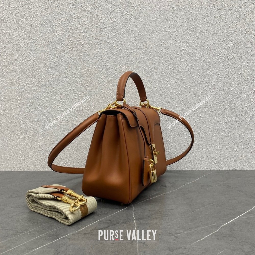 Celine Small 16 Bag in Calfskin with Two Strap 188003 Tan 2024(Top) (SWW-24060601)