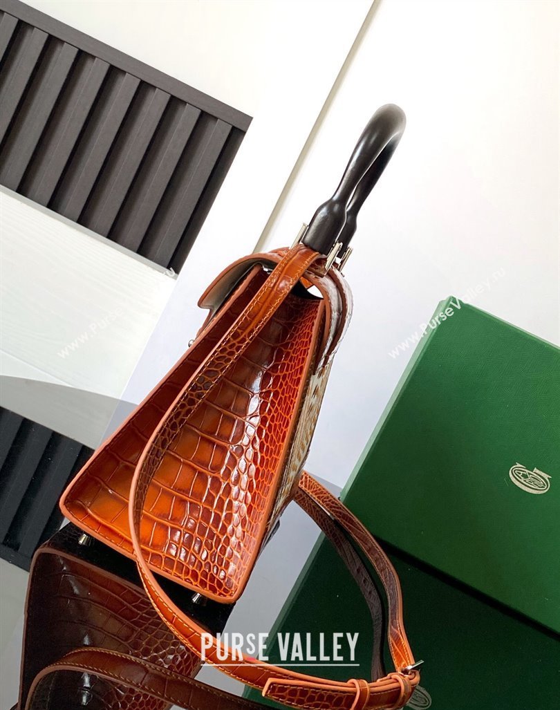 Goyard Saigon PM Top Handle Bag in Embroidery and Crocodile Embossed Leather Light Brown 2024 020186 (ZHANG-240920102)