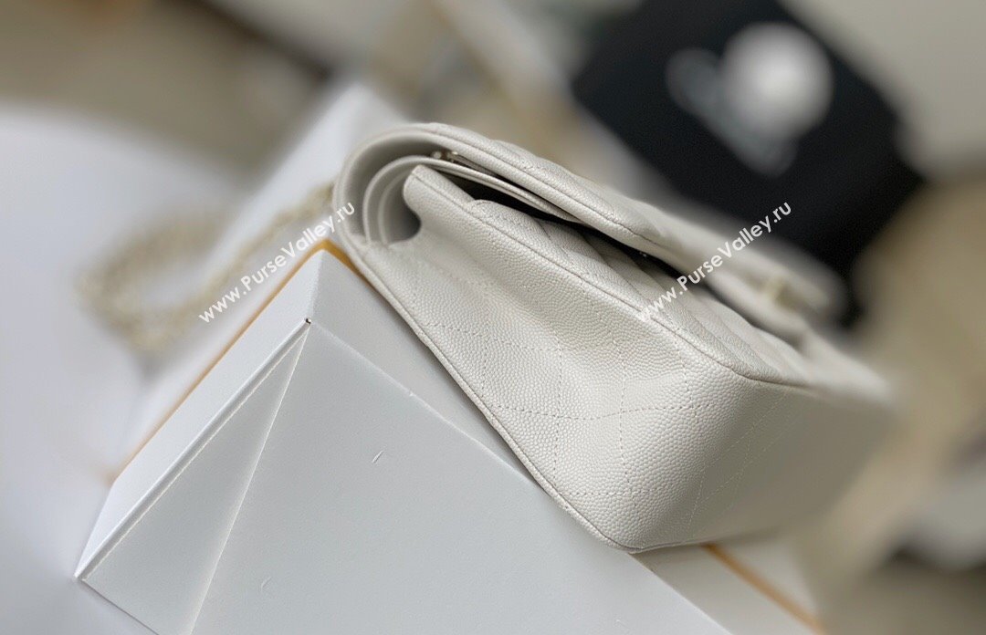 Chanel Grained Calfskin Medium Classic Flap Bag A01112 Off-white/Light Gold 2023 Original Quality (MHE-23121218)