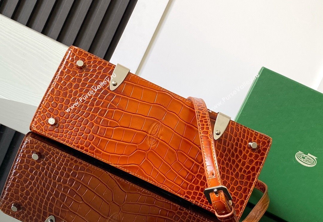 Goyard Saigon PM Top Handle Bag in Embroidery and Crocodile Embossed Leather Light Brown 2024 020186 (ZHANG-240920102)