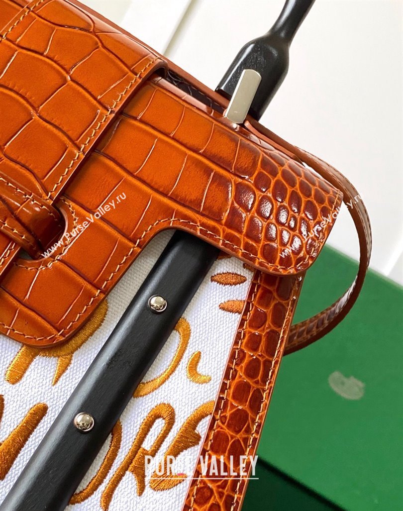 Goyard Saigon PM Top Handle Bag in Embroidery and Crocodile Embossed Leather Light Brown 2024 020186 (ZHANG-240920102)