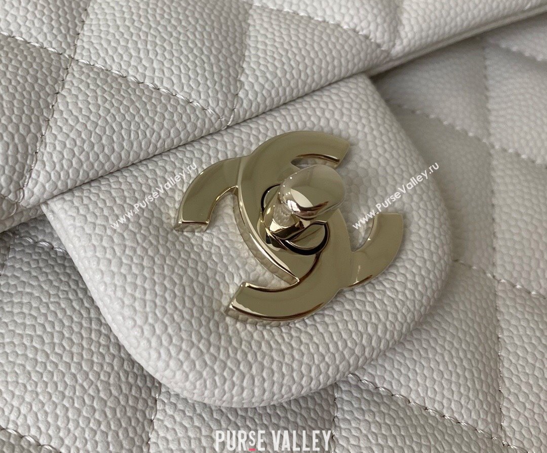 Chanel Grained Calfskin Medium Classic Flap Bag A01112 Off-white/Light Gold 2023 Original Quality (MHE-23121218)