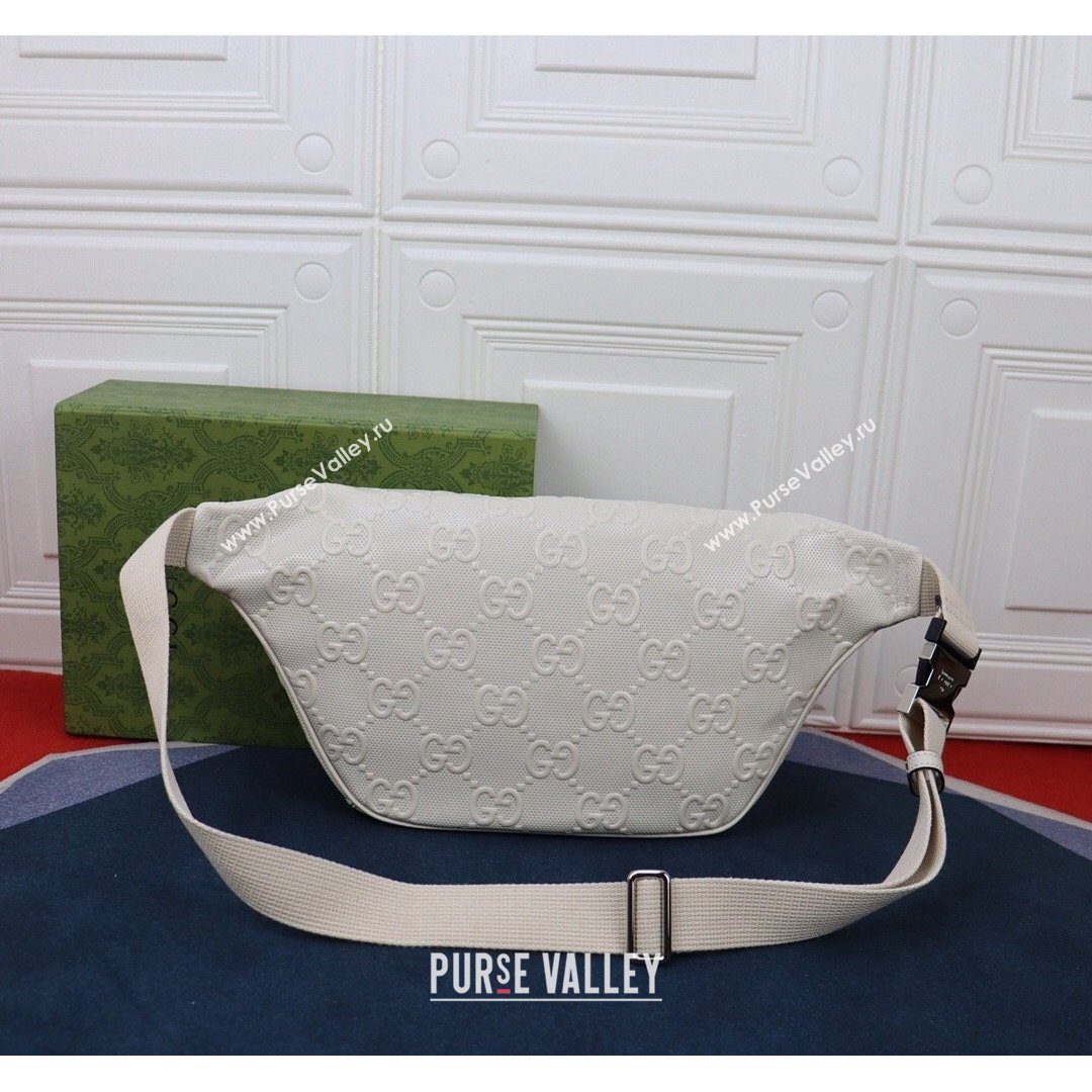 Gucci GG Embossed Belt Bag ‎645093 White 2021 (DLH-21090325)