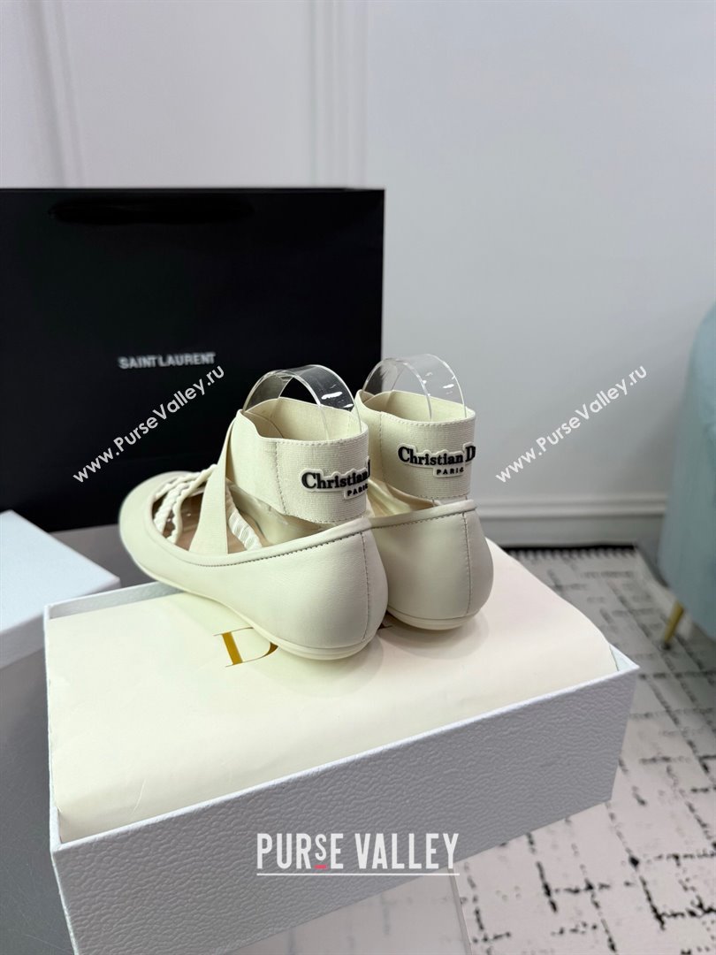 Dior Shade Ballet Flats in Satin with Elastic Straps White 2025 (KER-250710001)