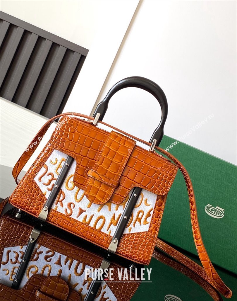 Goyard Saigon Mini Top Handle Bag in Embroidery and Crocodile Embossed Leather Light Brown 2024 020173 (ZHANG-240920103)