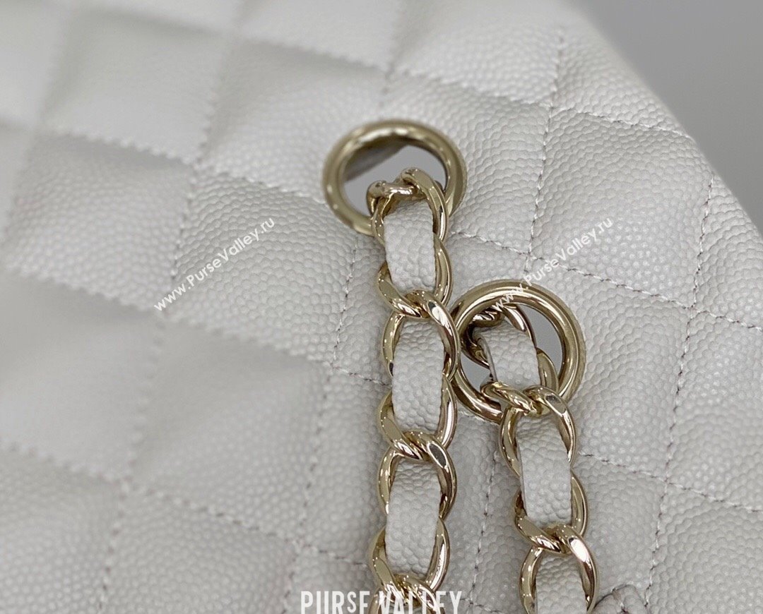 Chanel Grained Calfskin Medium Classic Flap Bag A01112 Off-white/Light Gold 2023 Original Quality (MHE-23121218)