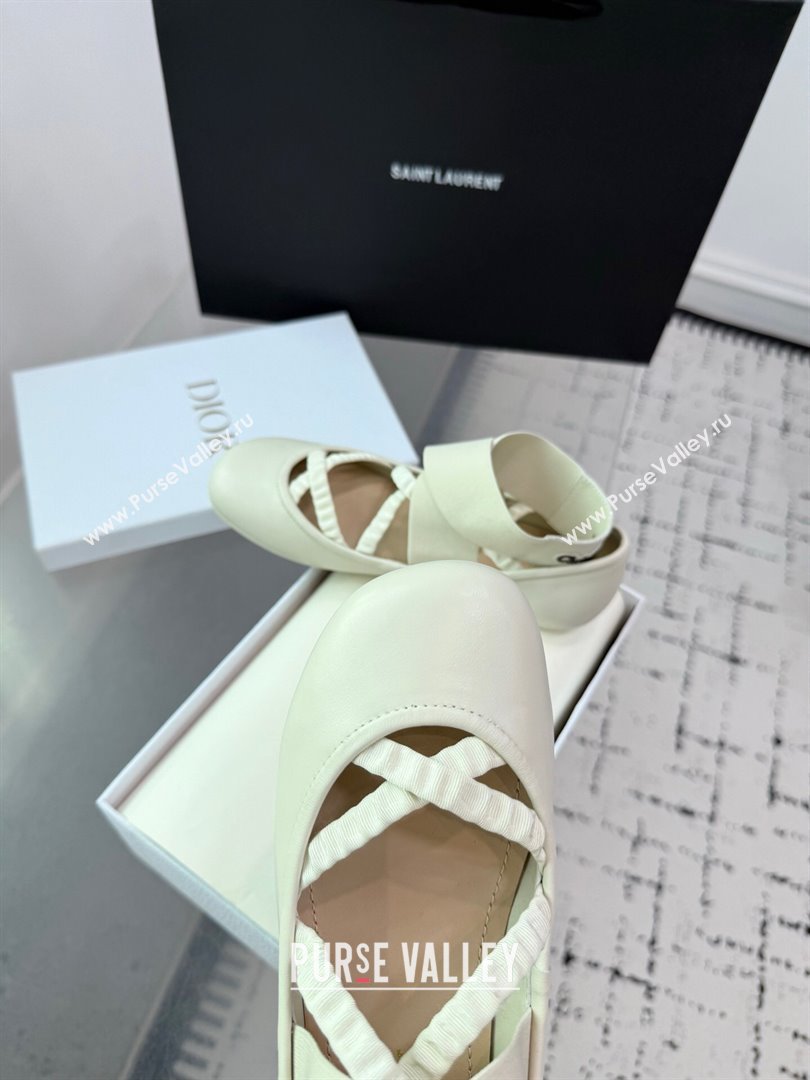 Dior Shade Ballet Flats in Satin with Elastic Straps White 2025 (KER-250710001)