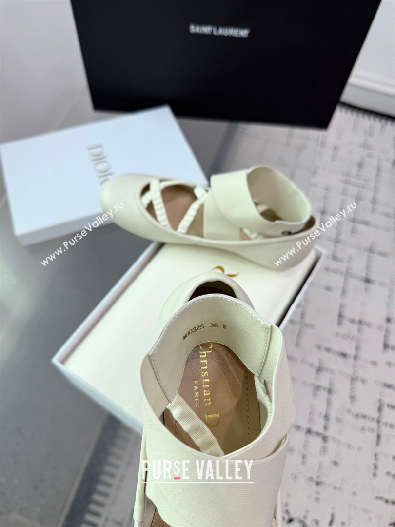 Dior Shade Ballet Flats in Satin with Elastic Straps White 2025 (KER-250710001)