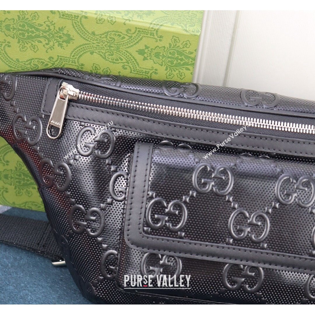 Gucci GG Embossed Belt Bag ‎645093 Black 2021 (DLH-21090326)
