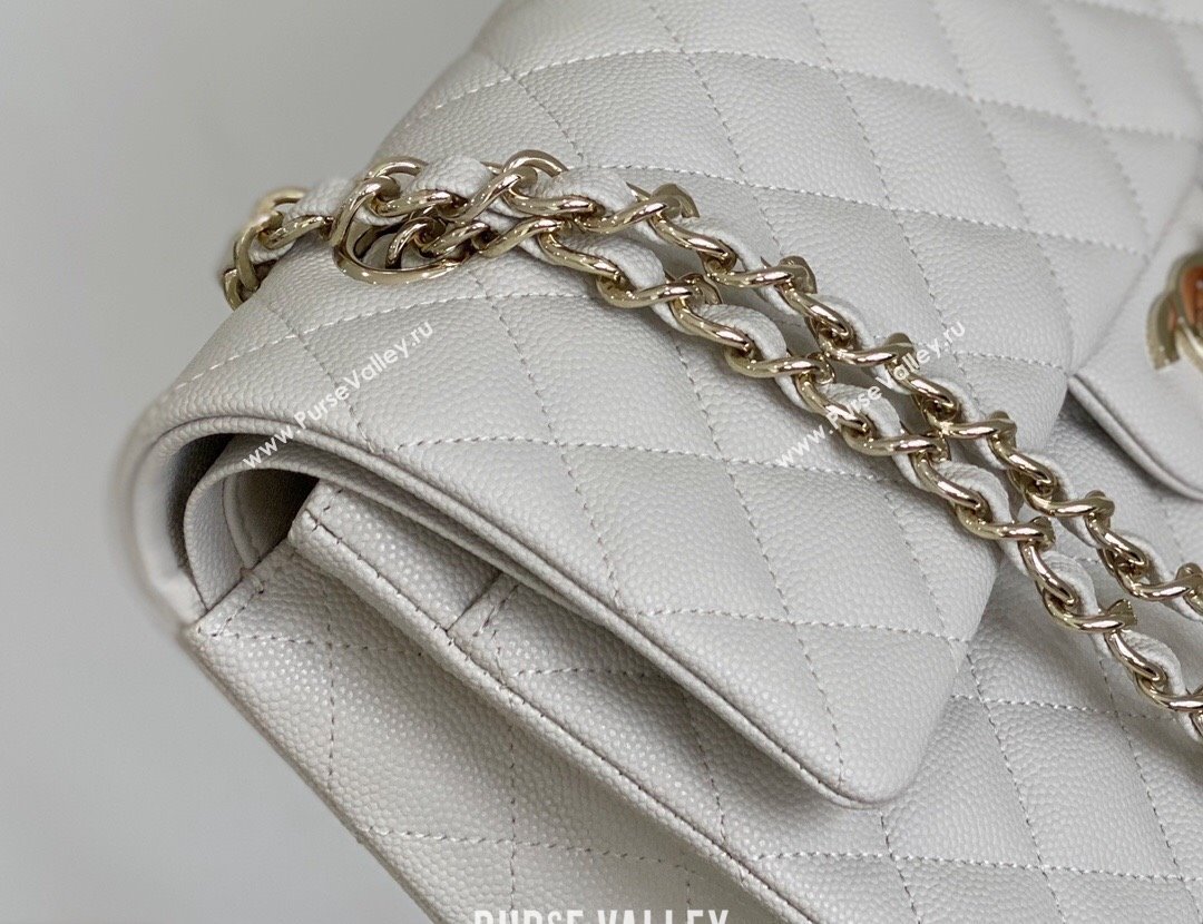 Chanel Grained Calfskin Medium Classic Flap Bag A01112 Off-white/Light Gold 2023 Original Quality (MHE-23121218)