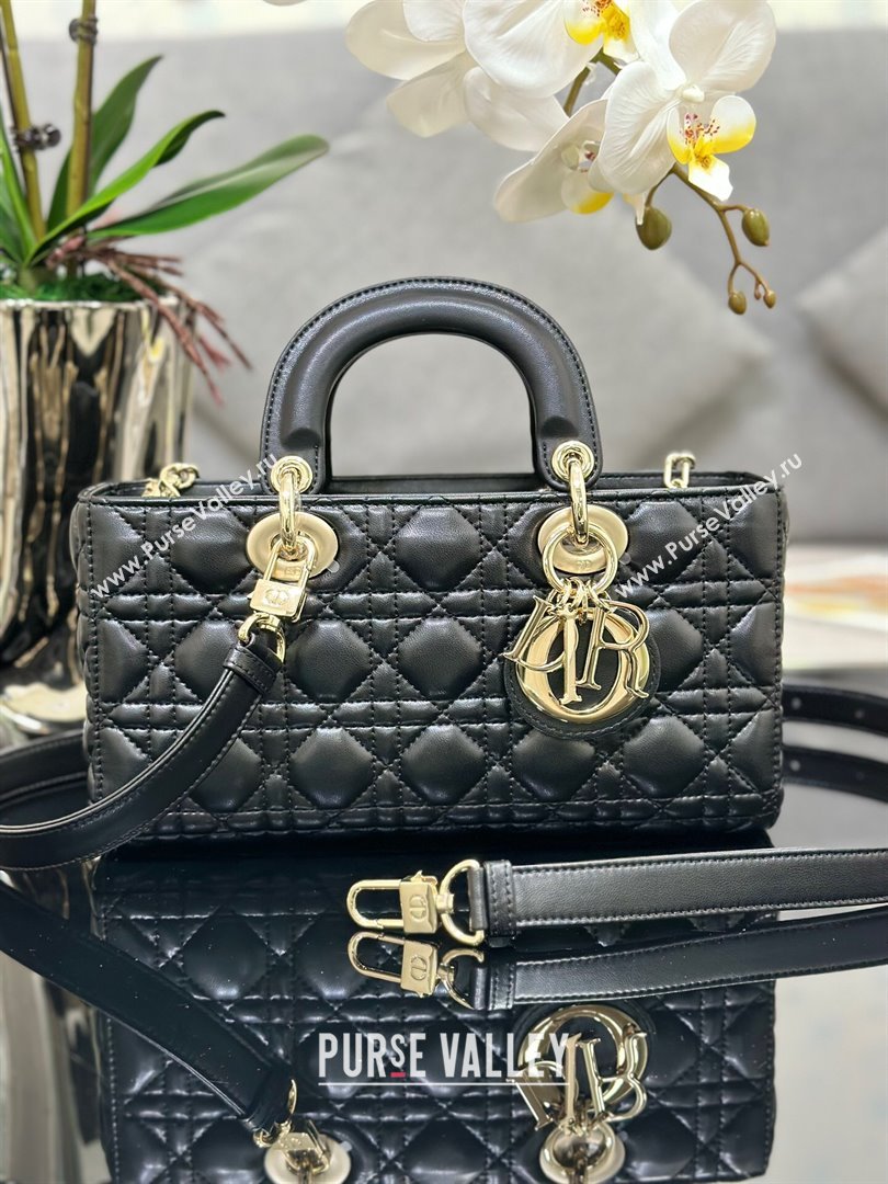 Dior Lady D-Joy Medium Bag in Cannage Lambskin Black/Gold 2025 M9250 (XXG-250806059)
