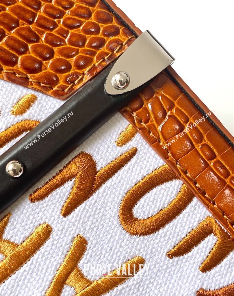 Goyard Saigon Mini Top Handle Bag in Embroidery and Crocodile Embossed Leather Light Brown 2024 020173 (ZHANG-240920103)