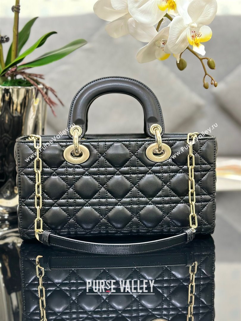 Dior Lady D-Joy Medium Bag in Cannage Lambskin Black/Gold 2025 M9250 (XXG-250806059)