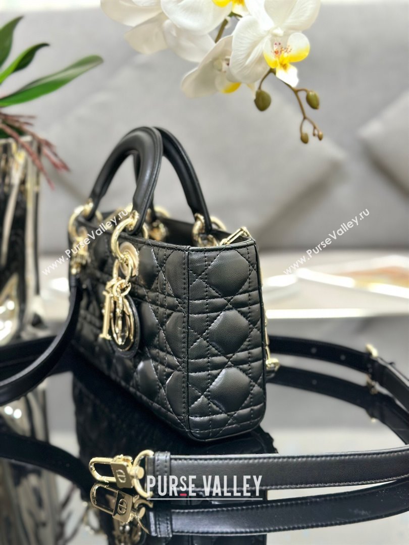 Dior Lady D-Joy Medium Bag in Cannage Lambskin Black/Gold 2025 M9250 (XXG-250806059)