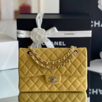 Chanel Grained Calfskin Small Classic Flap Bag A01113 Yellow/Light Gold 2023 Original Quality (MHE-23121219)