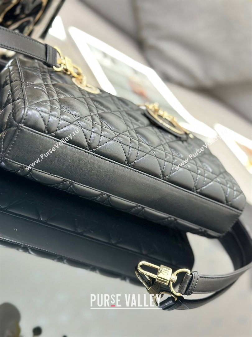 Dior Lady D-Joy Medium Bag in Cannage Lambskin Black/Gold 2025 M9250 (XXG-250806059)