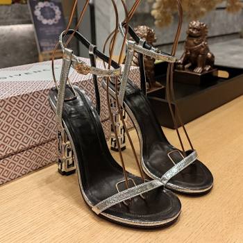 Givenchy High Heel Sandals 10cm Heel in Metallic Leather Silver 2024 (SY-24040102)