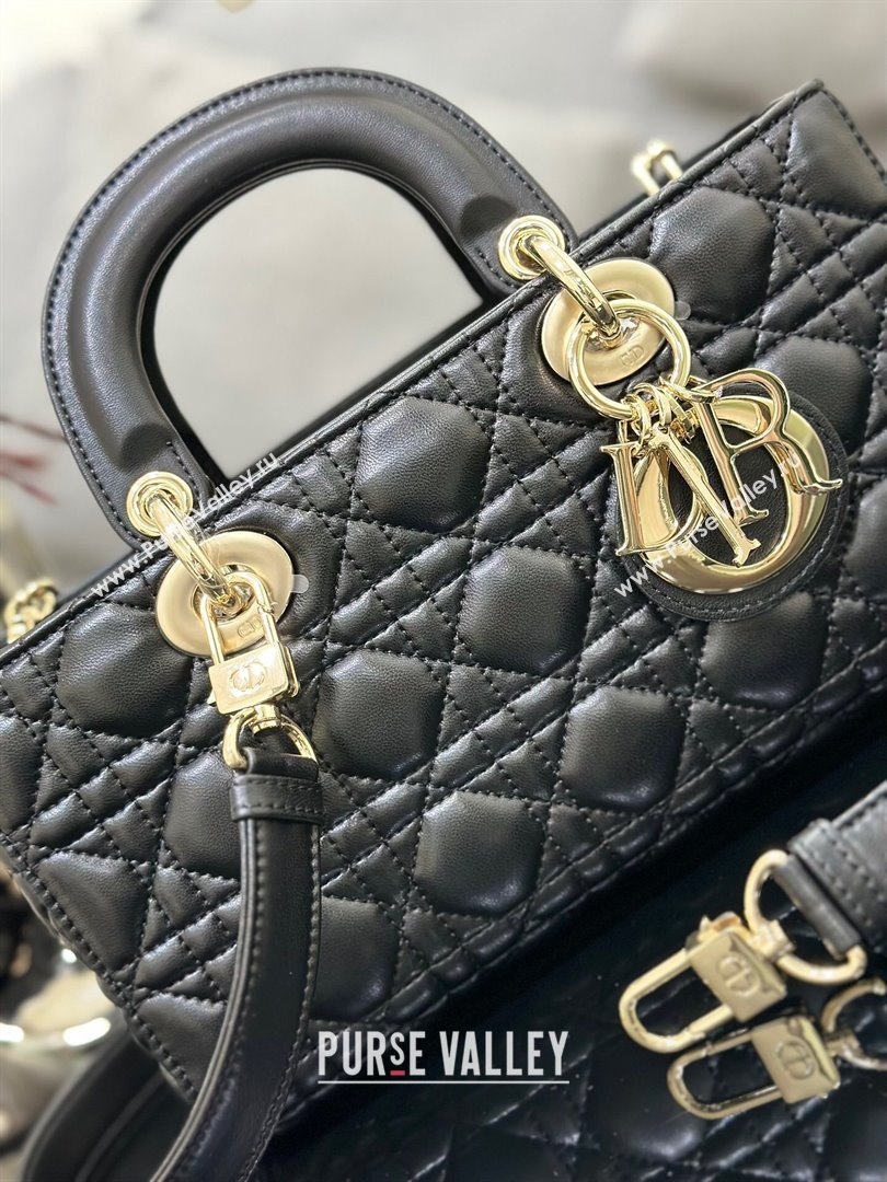 Dior Lady D-Joy Medium Bag in Cannage Lambskin Black/Gold 2025 M9250 (XXG-250806059)