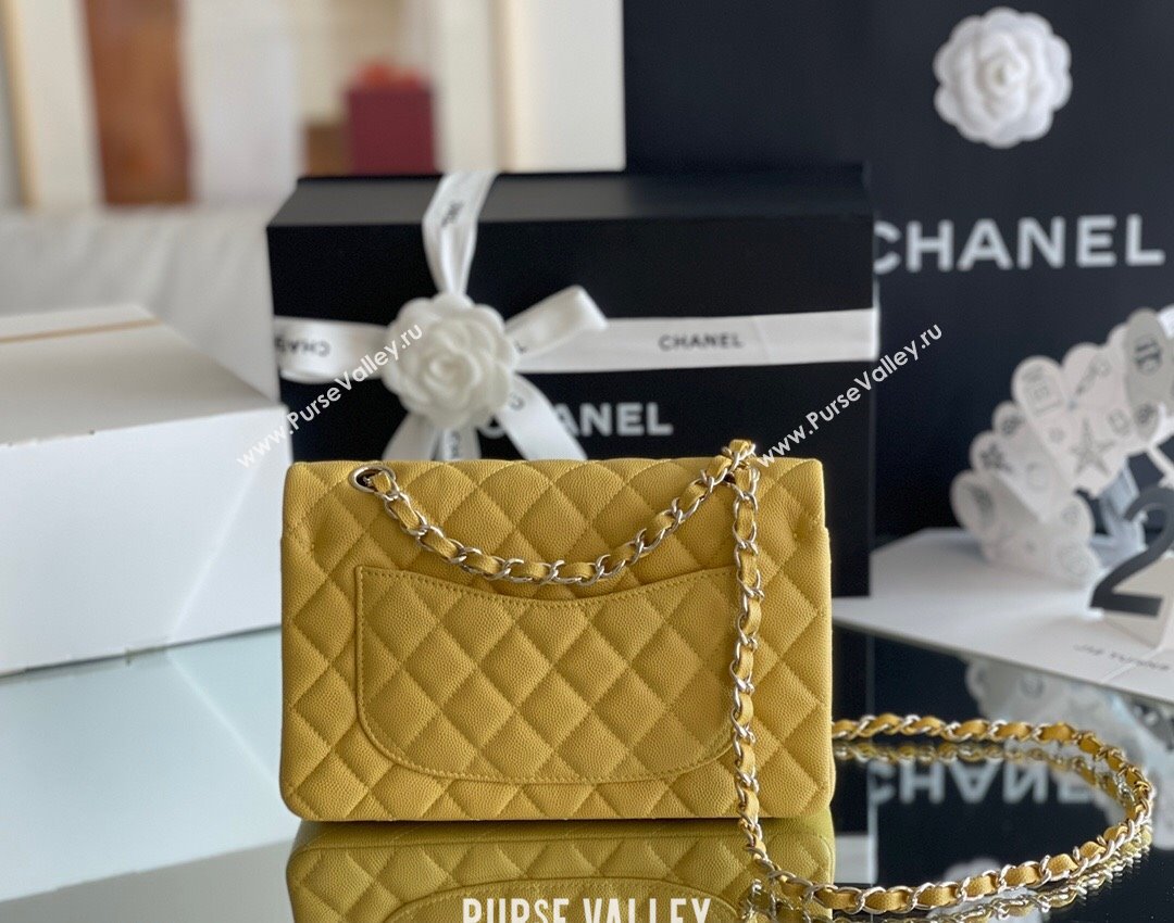 Chanel Grained Calfskin Small Classic Flap Bag A01113 Yellow/Light Gold 2023 Original Quality (MHE-23121219)