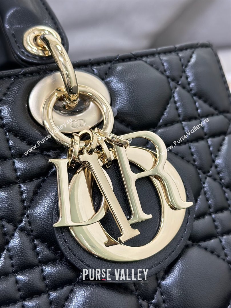 Dior Lady D-Joy Medium Bag in Cannage Lambskin Black/Gold 2025 M9250 (XXG-250806059)