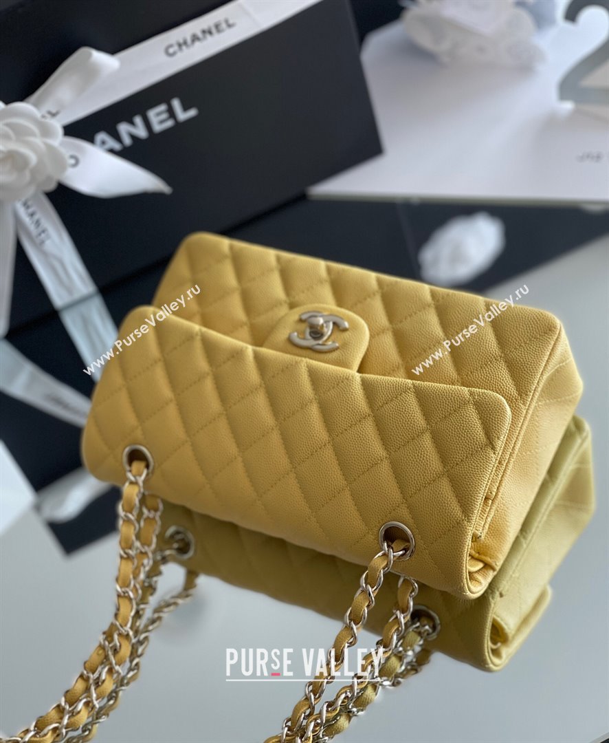 Chanel Grained Calfskin Small Classic Flap Bag A01113 Yellow/Light Gold 2023 Original Quality (MHE-23121219)