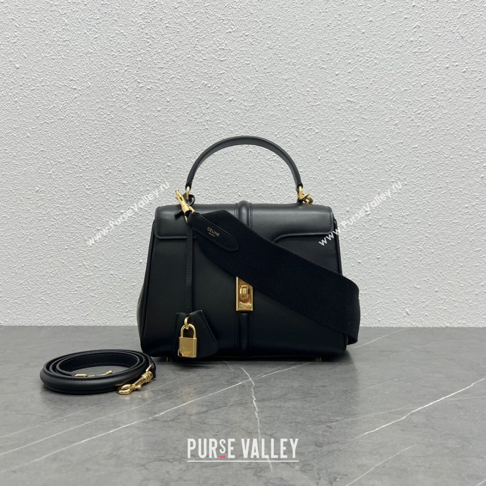 Celine Small 16 Bag in Calfskin with Two Strap 188003 Black 2024(Top) (SWW-24060602)