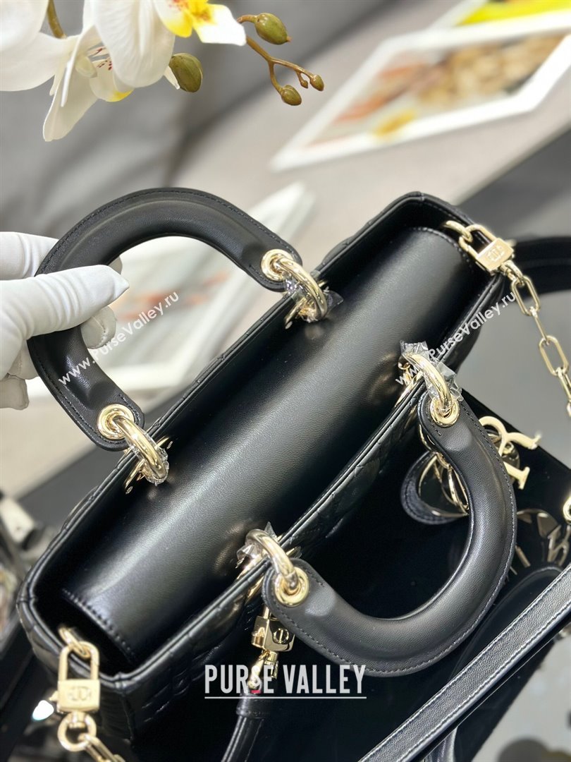 Dior Lady D-Joy Medium Bag in Cannage Lambskin Black/Gold 2025 M9250 (XXG-250806059)