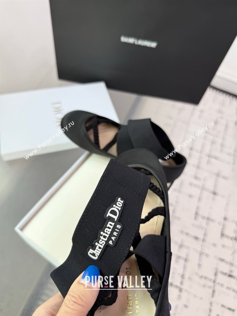 Dior Shade Ballet Flats in Satin with Elastic Straps Black2 2025 (KER-250710002)