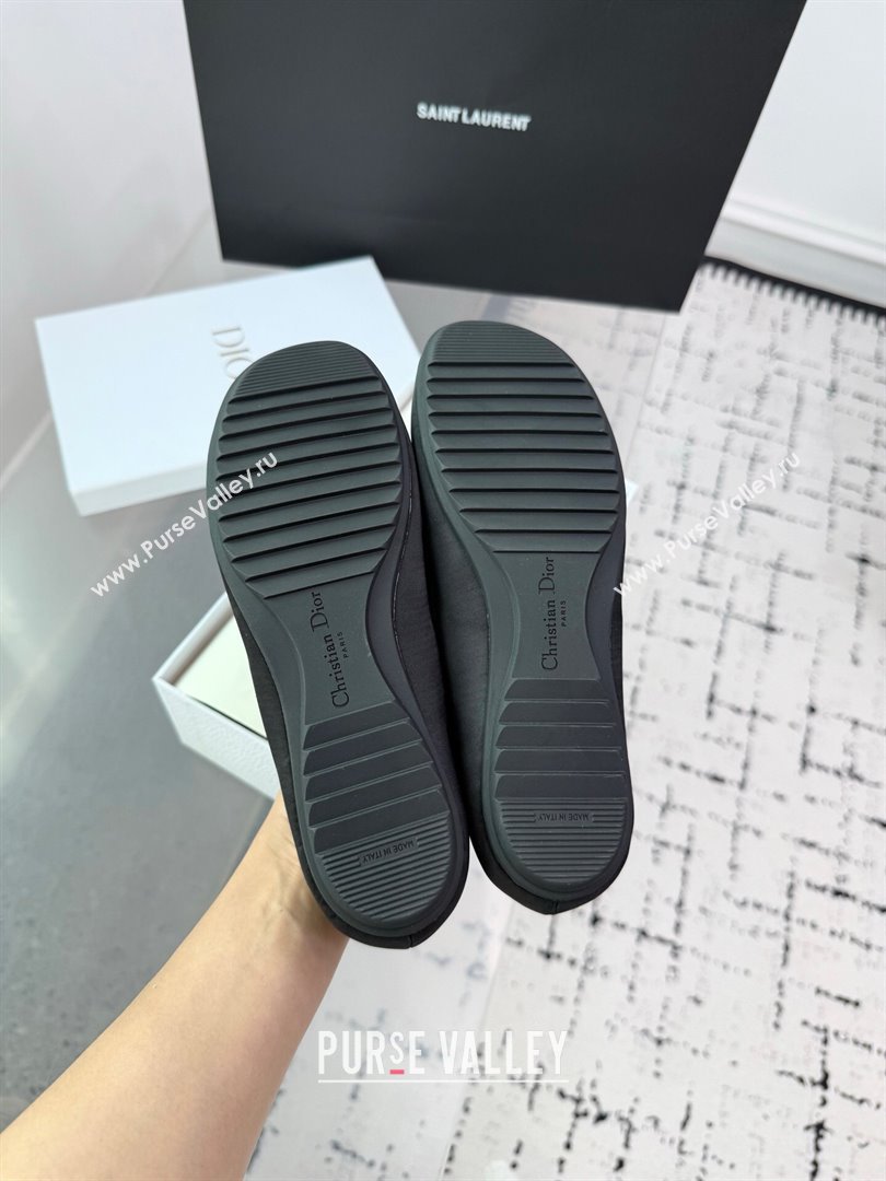 Dior Shade Ballet Flats in Satin with Elastic Straps Black2 2025 (KER-250710002)