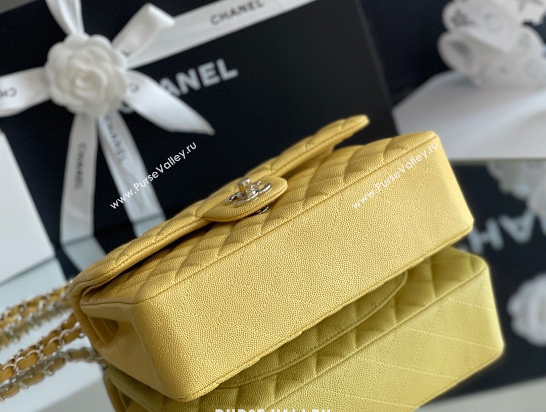 Chanel Grained Calfskin Small Classic Flap Bag A01113 Yellow/Light Gold 2023 Original Quality (MHE-23121219)