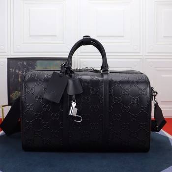 Gucci GG Embossed Duffle Travel Bag ‎625768 Black 2021 (DLH-21090328)