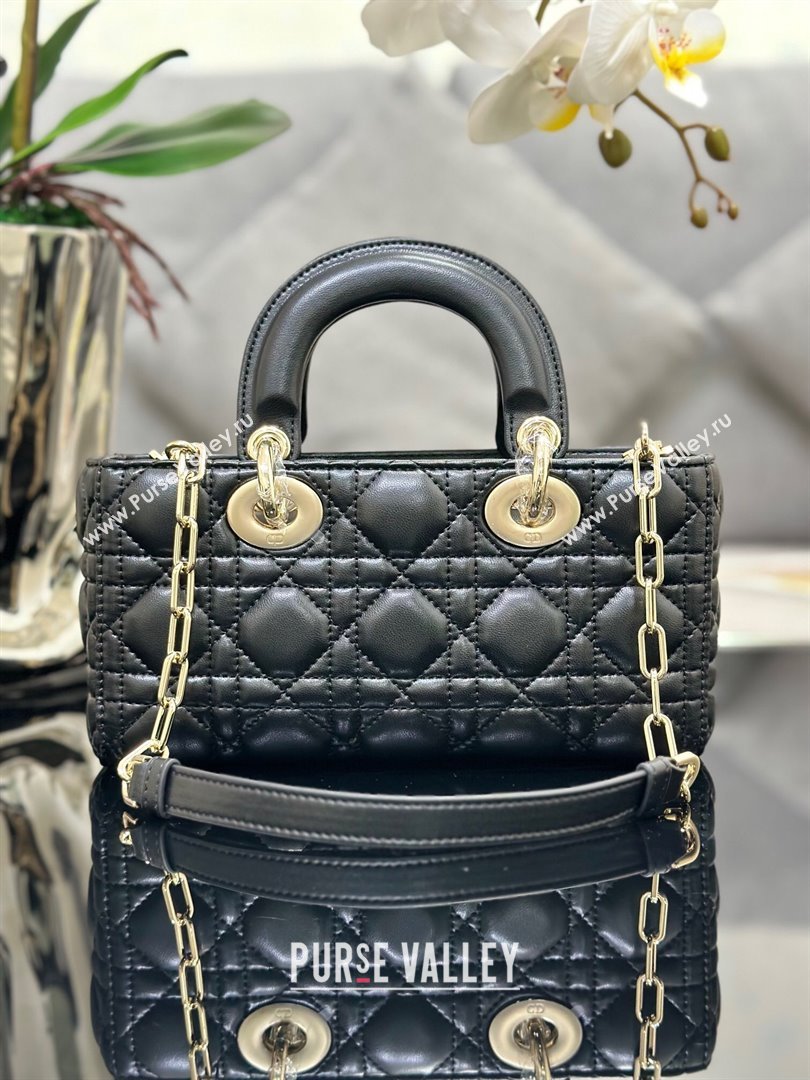 Dior Lady D-Joy Small Bag in Cannage Lambskin Black/Gold 2025 M9250 (XXG-250806072)