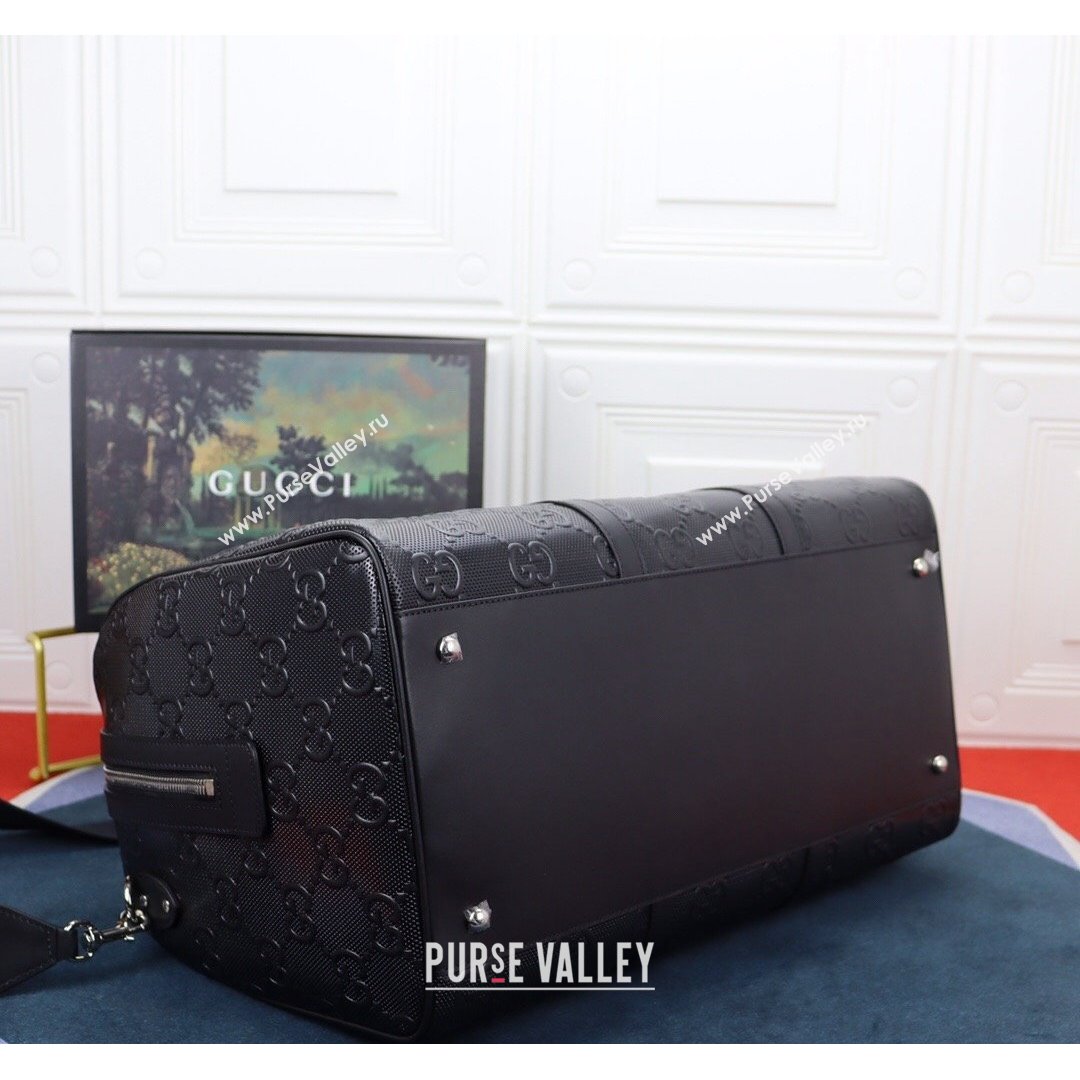 Gucci GG Embossed Duffle Travel Bag ‎625768 Black 2021 (DLH-21090328)