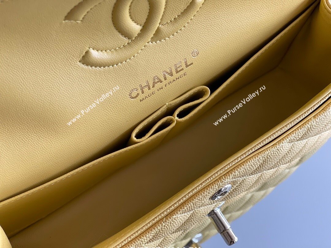Chanel Grained Calfskin Small Classic Flap Bag A01113 Yellow/Light Gold 2023 Original Quality (MHE-23121219)