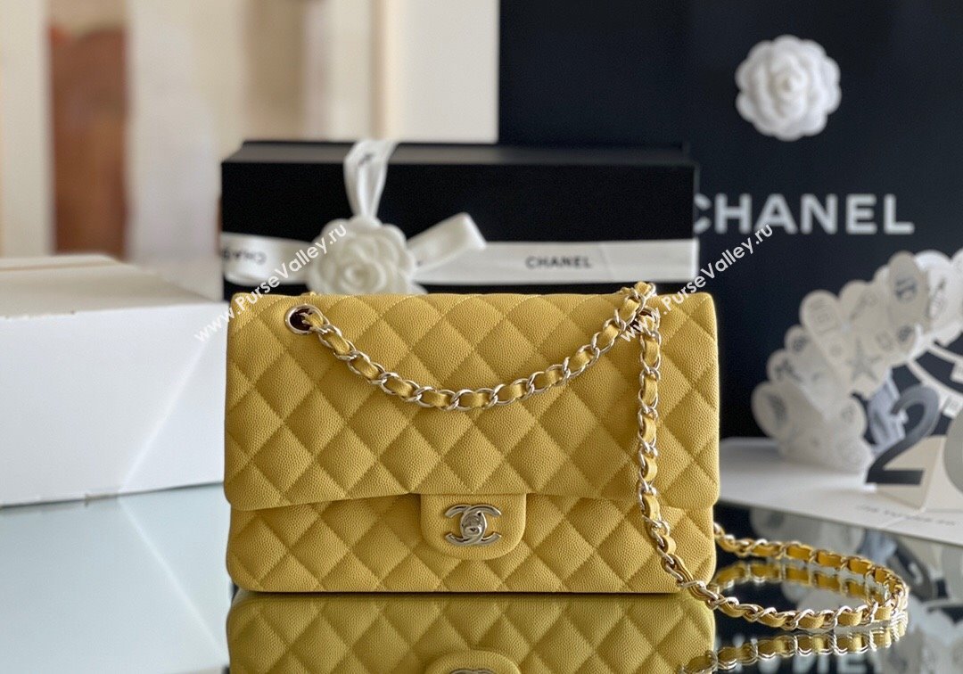 Chanel Grained Calfskin Medium Classic Flap Bag A01112 Yellow/Light Gold 2023 Original Quality (MHE-23121222)