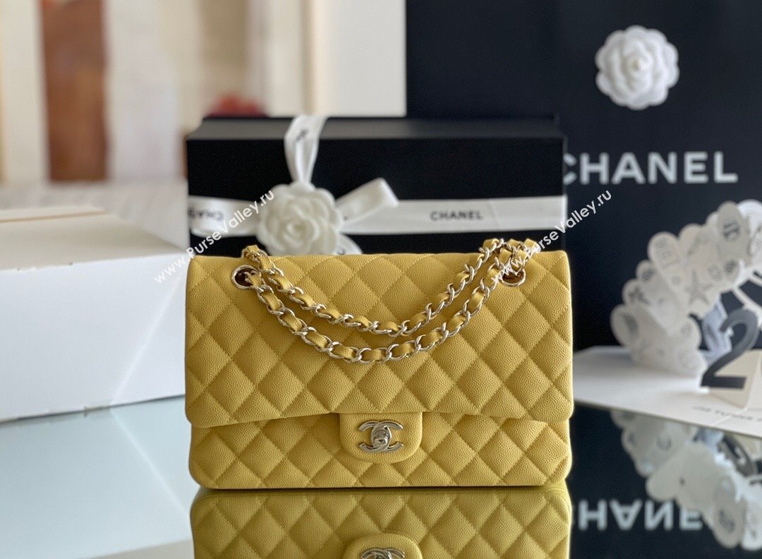 Chanel Grained Calfskin Medium Classic Flap Bag A01112 Yellow/Light Gold 2023 Original Quality (MHE-23121222)