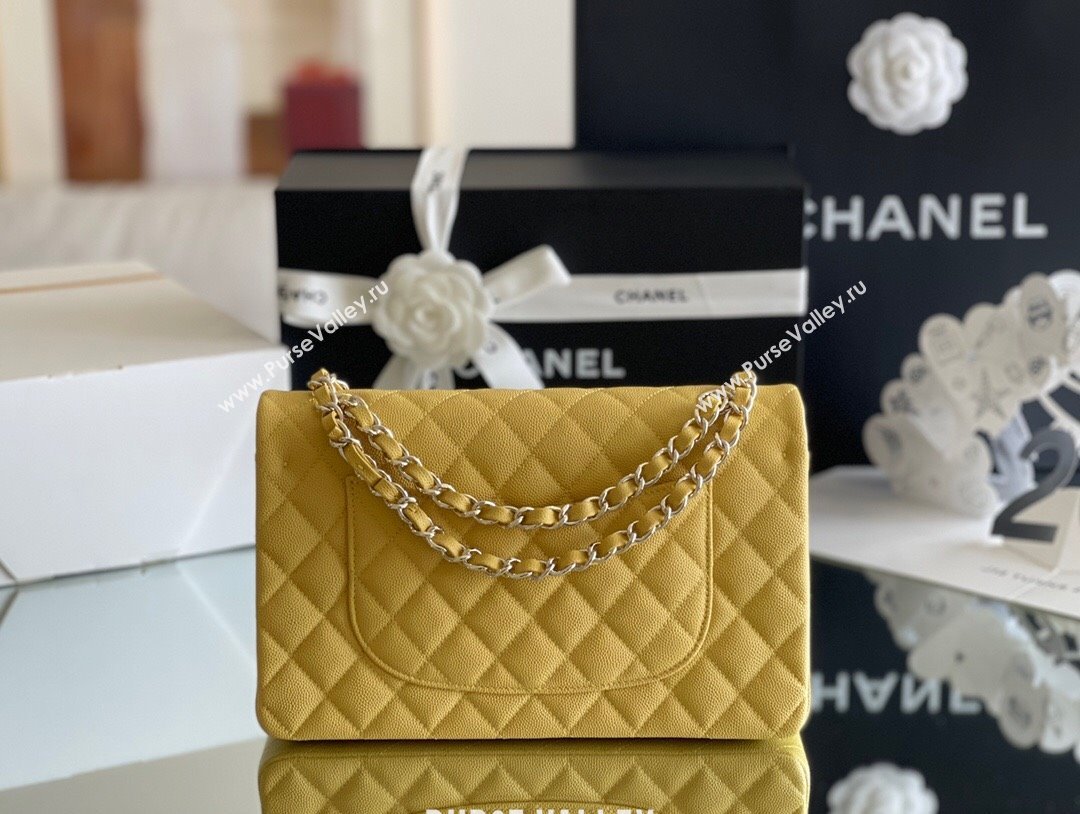 Chanel Grained Calfskin Medium Classic Flap Bag A01112 Yellow/Light Gold 2023 Original Quality (MHE-23121222)