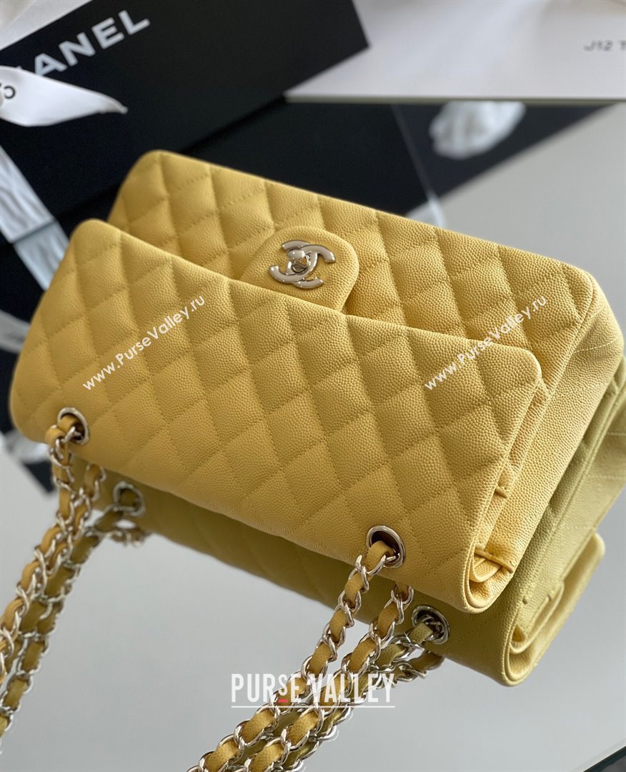 Chanel Grained Calfskin Medium Classic Flap Bag A01112 Yellow/Light Gold 2023 Original Quality (MHE-23121222)