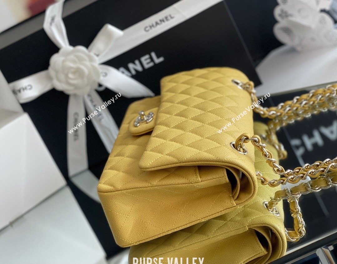 Chanel Grained Calfskin Medium Classic Flap Bag A01112 Yellow/Light Gold 2023 Original Quality (MHE-23121222)