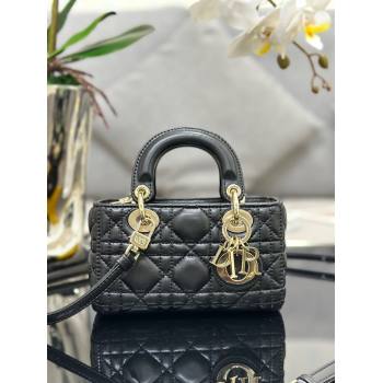 Dior Lady D-Joy Micro Bag in Cannage Lambskin Black/Gold 2025 M9250 (XXG-250806082)